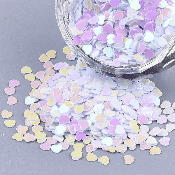 

PandaHall Ornament Accessories, PVC Plastic Paillette/Sequins Beads, AB Color Plated, Heart, Azure, 2.7x3x0.4mm, about 180000pcs/500g PVC..., Blue
