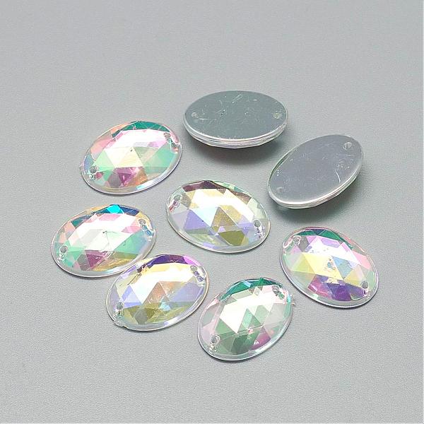

PandaHall Sew on Rhinestone, Transparent Acrylic Rhinestone, Two Holes, Garment Accessories, Garment Accessories, AB Color Plated, Faceted..., White