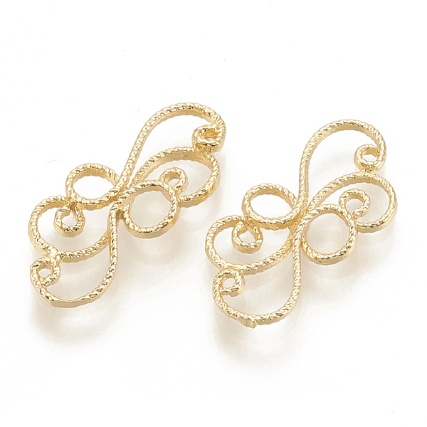 

PandaHall Brass Filigree Joiners Links, Nickel Free, Real 18K Gold Plated, 20.5x13x2mm, Hole: 1mm Brass Others