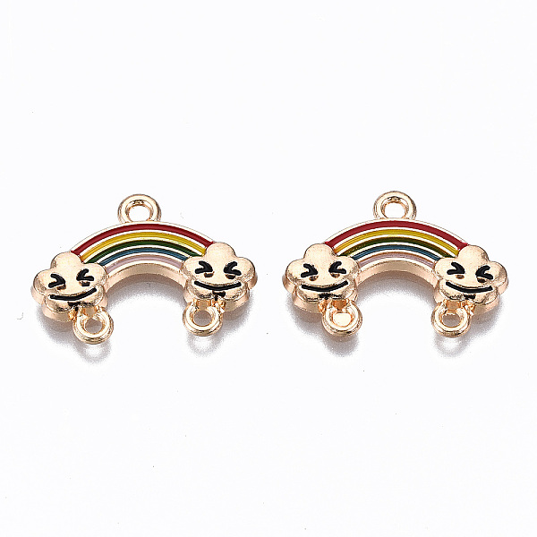 

PandaHall Alloy Enamel Chandelier Component Links, Cadmium Free & Lead Free, Light Gold, Rainbow with Cloud, Colorful, 15x20.5x2mm, Hole...
