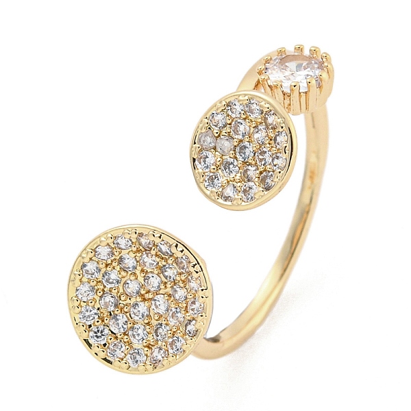 

PandaHall Brass Micro Pave Cubic Zirconia Cuff Rings, Flat Round Open Rings for Women, Long-Lasting Plated, Golden, Adjustable Brass+Cubic..., Clear