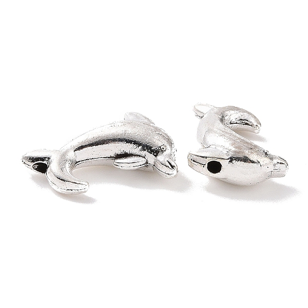 

PandaHall Tibetan Style Alloy Beads, Dolphin, Antique Silver, 16x10.5x5mm, Hole: 1.2mm, 781pcs/1000g Alloy Dolphin