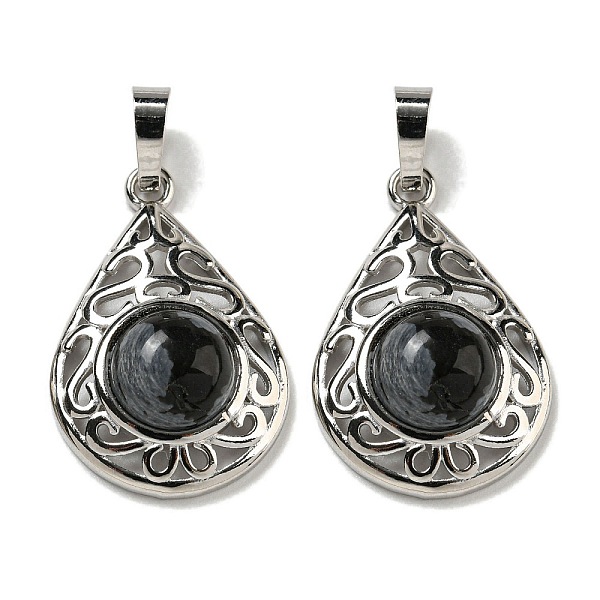 

PandaHall Natural Black Silk Stone Pendants, Rack Plating Brass Hollow Teardrop Charms, Cadmium Free & Lead Free, Platinum, 29.5x19.5x7.5mm...