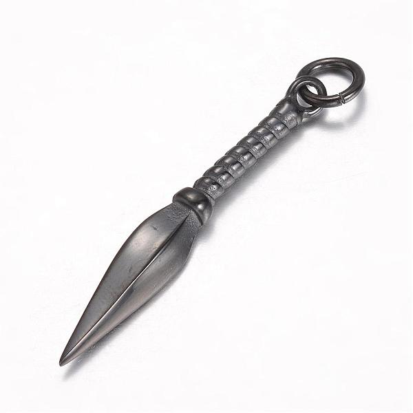 

PandaHall 304 Stainless Steel Pendants, Spear, Gunmetal, 48.5x7x5mm, Hole: 5.5mm 304 Stainless Steel Tool