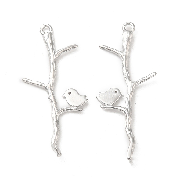 

PandaHall Brass Pendants, Branch with Bird Charm, Real Platinum Plated, 35.5x15x2mm, Hole: 1.2mm Brass Branch