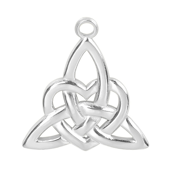 

PandaHall 201 Stainless Steel Pendants, Heart with Trinity Knot Charms, Stainless Steel Color, 27x25x3mm, Hole: 2mm 201 Stainless Steel...
