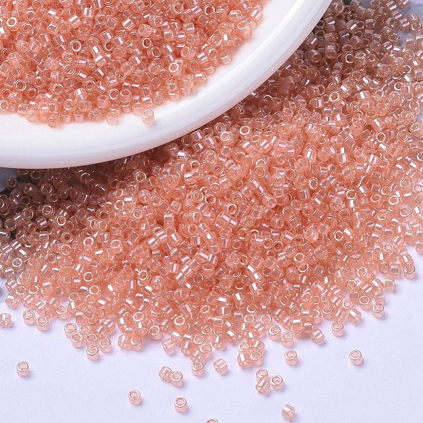 

PandaHall MIYUKI Delica Beads, Cylinder, Japanese Seed Beads, 11/0, (DB1480) Transparent Peach Luster, 1.3x1.6mm, Hole: 0.8mm, about..., Orange