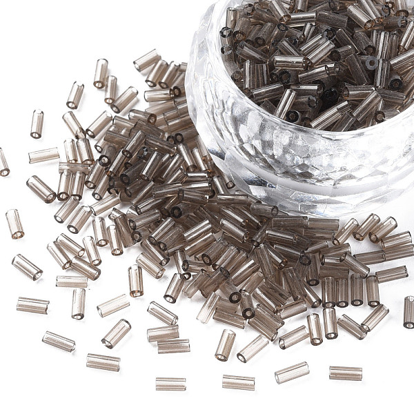 

PandaHall Transparent Glass Bugle Beads, Round Hole, Gray, 3~8x2mm, Hole: 0.7mm, about 450g/pound Glass Gray