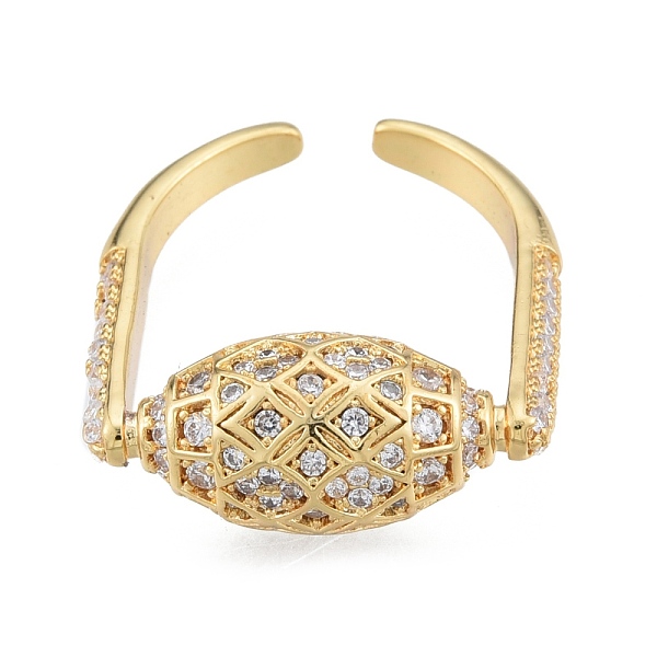 Clear Cubic Zirconia Oval Open Cuff Ring