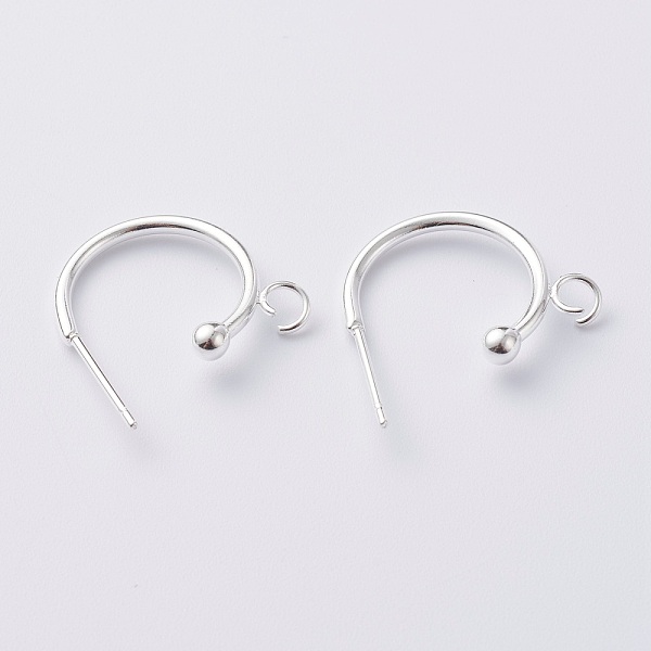 

PandaHall 304 Stainless Steel Half Hoop Earrings, Silver, 19x16x3mm, Pin: 0.8mm 304 Stainless Steel Ring
