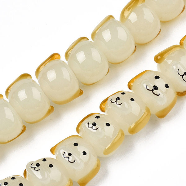 

PandaHall Handmade Lampwork Beads Strands, Dog, Goldenrod, 11x15.5x16mm, Hole: 2mm, about 40pcs/strand, 17.52 inch(44.5cm) Lampwork Dog Gold