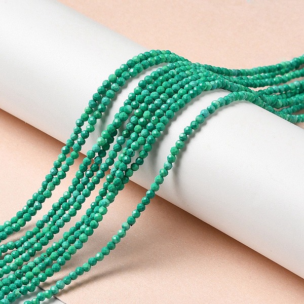 

PandaHall Natural Howlite Beads Strands, Dyed, Faceted, Round, Green, 2mm, Hole: 0.6mm, about 198pcs/strand, 15.20 inch(38.6cm) Howlite...