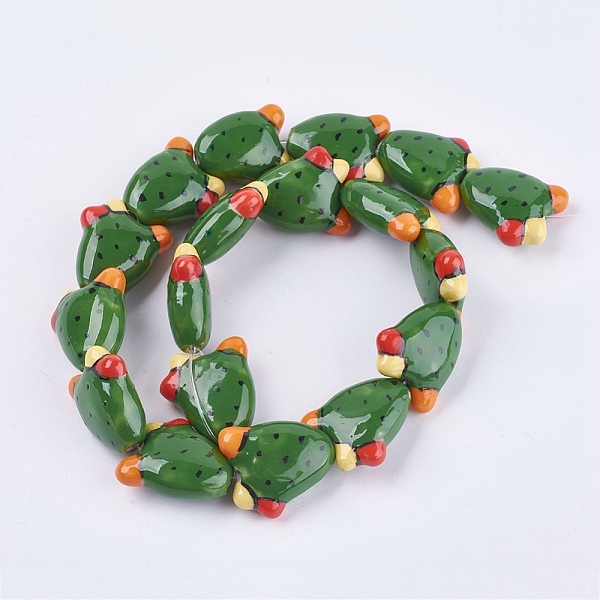 

PandaHall Handmade Porcelain Beads, Cactus, Green, 21x19x9mm, Hole: 1.5mm Porcelain Flower Green