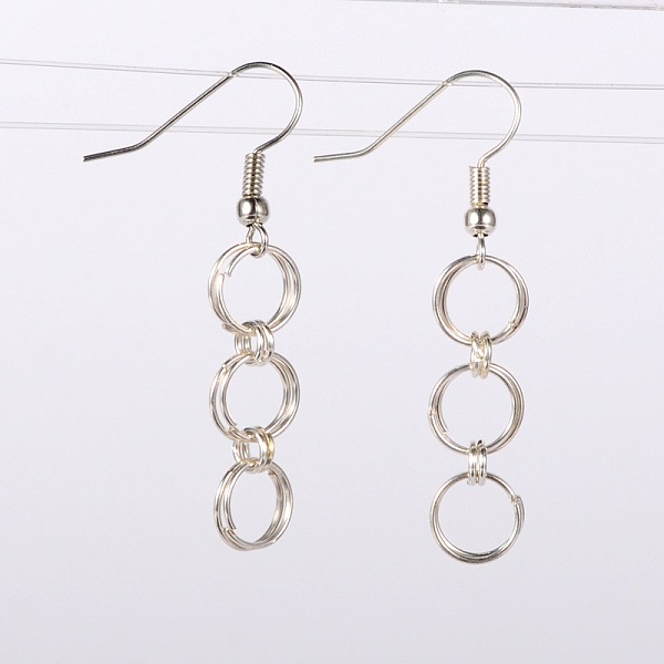 

PandaHall Iron Dangle Earrings, with Brass Earring Hooks, Silver Color Plated, 45mm, Pin: 0.6mm Iron