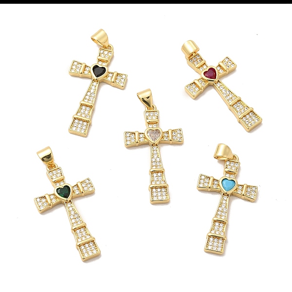 

PandaHall Rack Plating Brass Micro Pave Cubic Zirconia Pendants, Long-Lasting Plated, Lead Free & Cadmium Free, Cross Charm, Real 18K Gold..., Multicolor