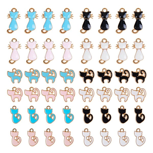 

PandaHall Golden Plated Alloy Enamel Pendants, Cat Shape, Mixed Color, 48pcs/Box Alloy+Enamel Cat Shape Multicolor