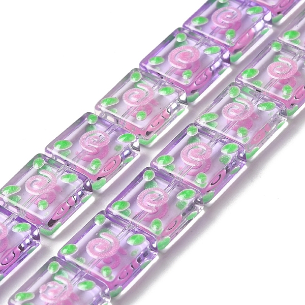 

PandaHall Handmade Lampwork Beads Strands, with Enamel, Square, Purple, 11.8~12x12x5~5.5mm, Hole: 1.2mm, about 33pcs/strand, 15.35''(39cm)...