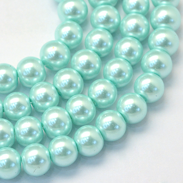 

PandaHall Baking Painted Pearlized Glass Pearl Round Bead Strands, Aquamarine, 10~11mm, Hole: 1.5mm, about 85pcs/strand, 31.4 inch1.5mm..., Green