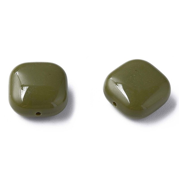 

PandaHall Opaque Acrylic Beads, Square, Dark Olive Green, 15x15x7.5mm, Hole: 1.2mm, about 375pcs/500g Acrylic Square