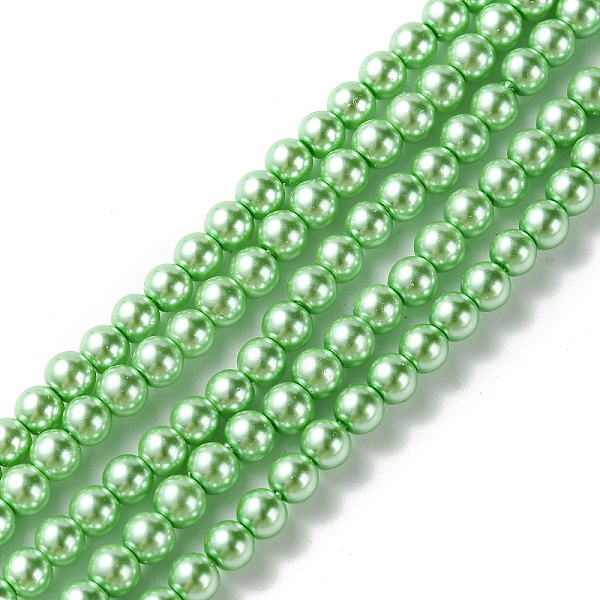 

PandaHall Grade A Glass Pearl Beads, Pearlized, Round, Medium Spring Green, 4mm, Hole: 0.7~1.1mm, about 100pcs/Strand, 16''(40.64cm) Glass...