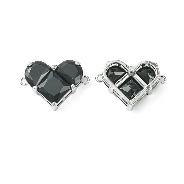 

PandaHall Brass Pave Cubic Zirconia Connector Charms, Heart Links, Real Platinum Plated, Black, 18.5x26x7.5mm, Hole: 1.6mm Brass+Cubic...