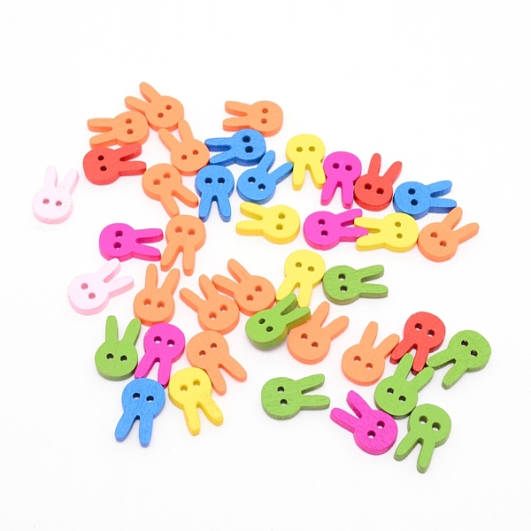 

PandaHall 2-Hole Wooden Buttons, for Sewing Crafting, , Dyed, Rabbit, Mixed Color, 19.5x12x3mm, Hole: 1.8mm, about 100pcs/bag Wood Rabbit..., Multicolor