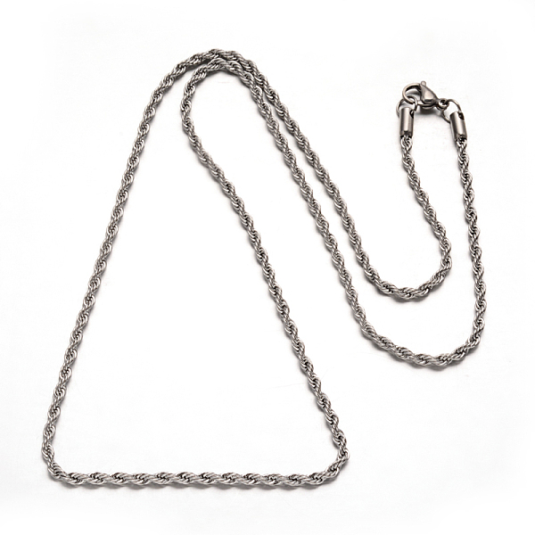 

PandaHall 304 Stainless Steel Rope Chain Necklaces, with Lobster Claw Clasps, Stainless Steel Color, 25.5 inch(65cm), 3mm 304 Stainless...