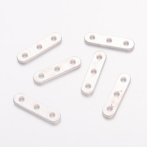 PandaHall Alloy Spacer Bars, Lead Free & Cadmium Free & Nickel Free, Silver Color Plated, 24x6x2mm Alloy Rectangle