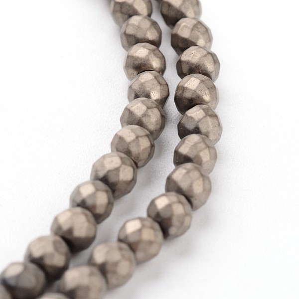 

PandaHall Vacuum Plating Non-magnetic Synthetic Hematite Beads Strands, Frosted, Faceted, Round, Antique Bronze Plated, 3mm, Hole: 0.5mm...