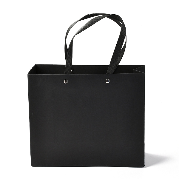 

PandaHall Rectangle Paper Bags, with Nylon Handles, for Gift Bags and Shopping Bags, Black, 24x0.4x20cm Paper None Black