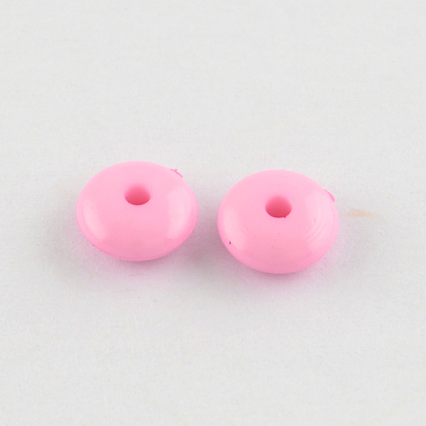 

PandaHall Opaque Acrylic Beads, Rondelle, Pink, 8x3.5mm, Hole: 1.5mm, about 3270pcs/500g Acrylic Rondelle Pink