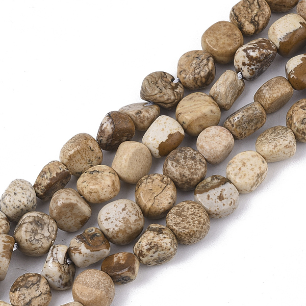 

PandaHall Natural Picture Jasper Beads Strands, Nuggets, Tumbled Stone, 5~11x5~8x3~6mm, Hole: 0.8mm, about: 52~56pcs/Strand, 15.94 inch...