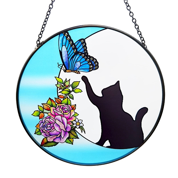 

PandaHall Moon Stained Acrylic Window Planel, for Suncatchers Window Home Hanging Ornaments, Cat Shape, 380mm Acrylic Cat Shape Black