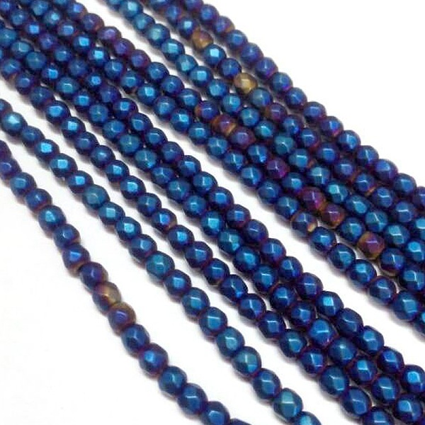

PandaHall Electroplate Non-magnetic Synthetic Hematite Beads Strands, Faceted, Frosted, Round, Grade A, Blue Plated, 4mm, Hole: 1mm, about...