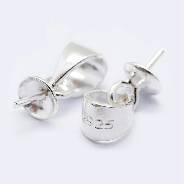 

PandaHall 925 Sterling Silver Cup Pearl Bail Pin Pendants, For Half Drilled Beads, with 925 Stamp, Silver, 6x4mm, Hole: 3x4mm, Pin: 0.7mm...