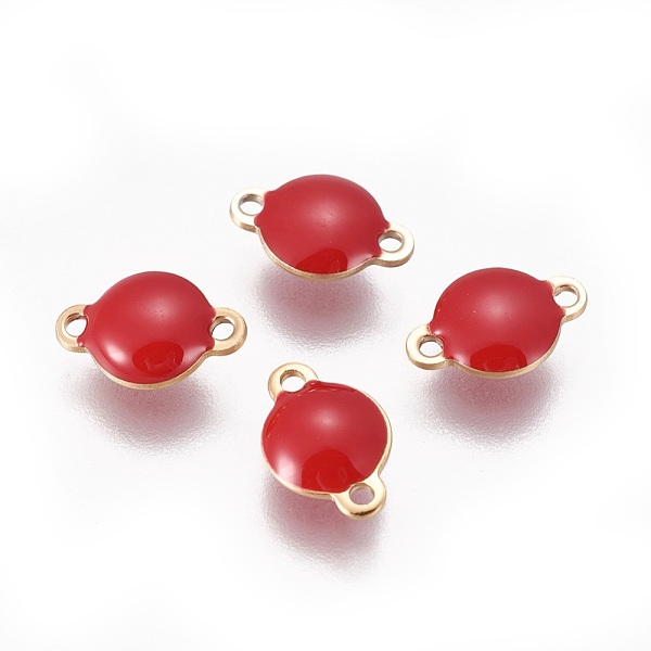 

PandaHall Ion Plating(IP) 304 Stainless Steel Enamel Links connectors, Enamelled Sequins, Flat Round, Golden, Red, 12x8x4mm, Hole: 1.4mm 304...