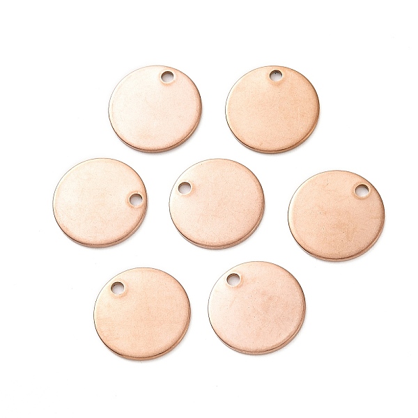 

PandaHall Ion Plating(IP) 304 Stainless Steel Charms, Stamping Blank Tag Pendant, Flat Round, Rose Gold, 15x1mm, Hole: 1.4~1.9mm Stainless...