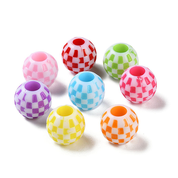 

PandaHall Opaque Acrylic European Beads, Craft Style, Large Hole Beads, Round with Lattice, Mixed Color, 11.5x11mm, Hole: 5mm, about..., Multicolor
