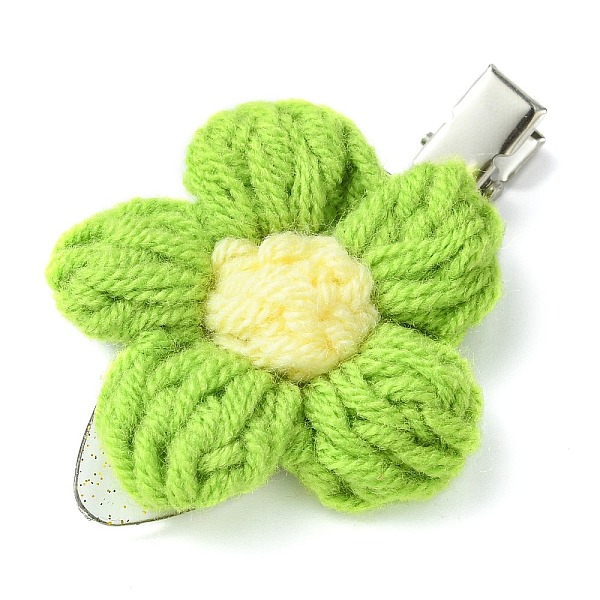 

PandaHall Cute Cotton Alligator Hair Clips, with Alloy & Plastic Chips, for Girls, Flower, 61x40x10.5mm Cotton Flower
