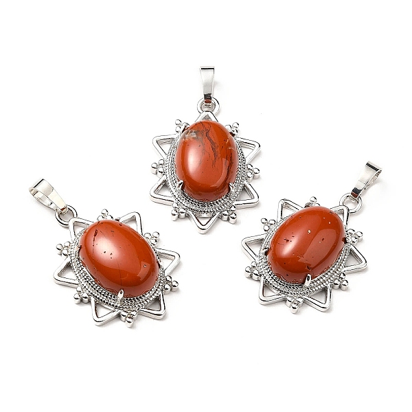 

PandaHall Natural Red Jasper Pendants, Flower Charms, with Platinum Tone Brass Findings, Cadmium Free & Lead Free, 32x23x9.5~10.5mm, Hole...