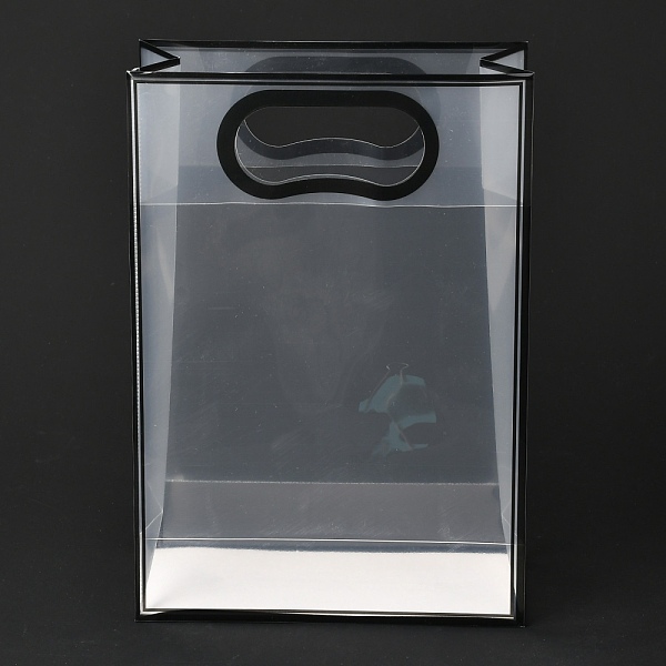 

PandaHall Rectangle Transparent Plastic Bags, with Handles, for Shopping, Crafts, Gifts, Black, 26x18cm, 10pcs/bag Plastic None Black