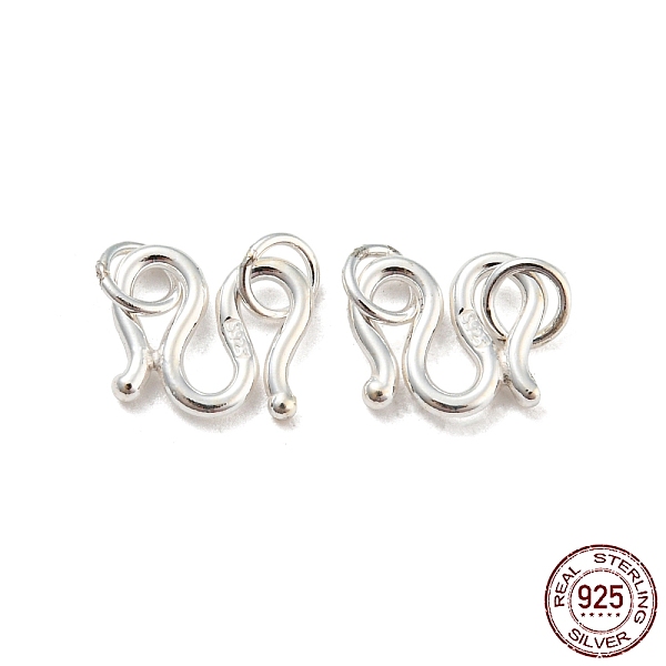 

PandaHall 925 Sterling Silver S-Hook Clasps, with 925 Stamp, Silver, 8.5x10x1.3mm Sterling Silver