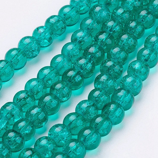 

PandaHall Crackle Glass Beads Strands, Round, Medium Sea Green, 6mm, Hole: 1.3~1.6mm, about 133pcs/strand, 31.4 inch Glass Round Green
