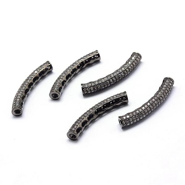 

PandaHall Rack Plating Brass Cubic Zirconia Beads, Long-Lasting Plated, Tube, Gunmetal, 31x4mm, Hole: 2mm Brass+Cubic Zirconia Tube