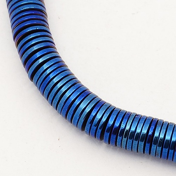

PandaHall Electroplate Non-magnetic Synthetic Hematite Heishi Beads Strands, Flat Round/Disc, Blue Plated, 6x1mm, Hole: 1mm, about...