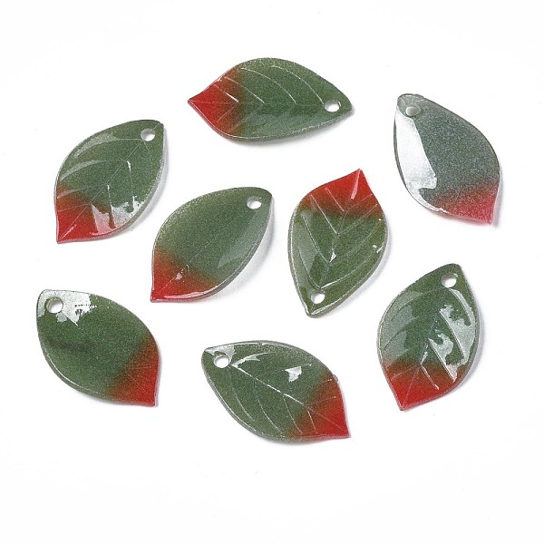 

PandaHall Plastic Pendants, Leaf, Dark Olive Green, 23.5x12x2.5mm, Hole: 1.5mm Plastic Leaf