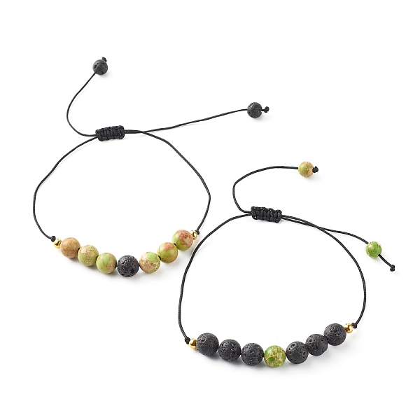 

PandaHall Natural Imperial Jasper(Dyed) Braided Bead Bracelets Set for Girl Women, Aromatherapy Essential Oil Diffuser Natural Lava Rock..., Multicolor
