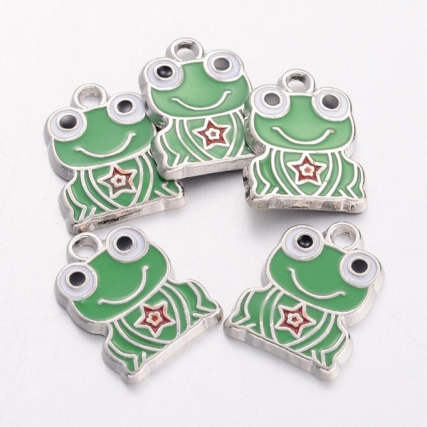 

PandaHall Alloy Enamel Pendants, Frog, Lead Free & Cadmium Free & Nickel Free, Platinum, Lime Green, about 16.5mm long, 12.5mm wide, 1mm...