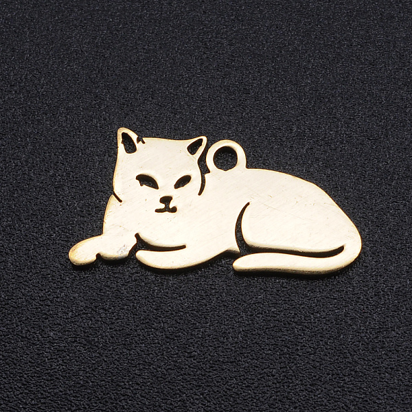 

PandaHall 201 Stainless Steel Kitten Pendants, Laser Cut, Lying Cat Shape, Golden, 9.5x19x1mm, Hole: 1.2mm 201 Stainless Steel Cat Shape