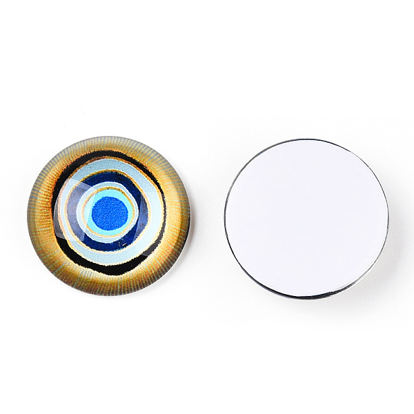 

PandaHall Glass Cabochons, Half Round with Eye, Goldenrod, 20x6.5mm Glass Half Round Gold